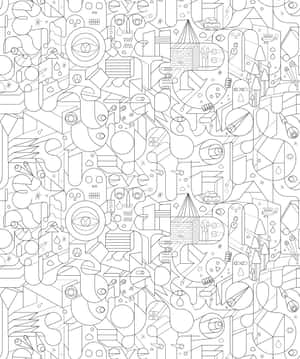 A Black And White Pattern With Various Objects Wallpaper