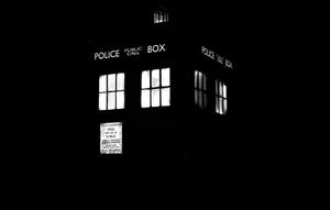 A Black And White Photo Of A Doctor Who Tardis Wallpaper