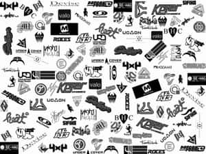 A Black And White Photo Of Many Different Logos Wallpaper