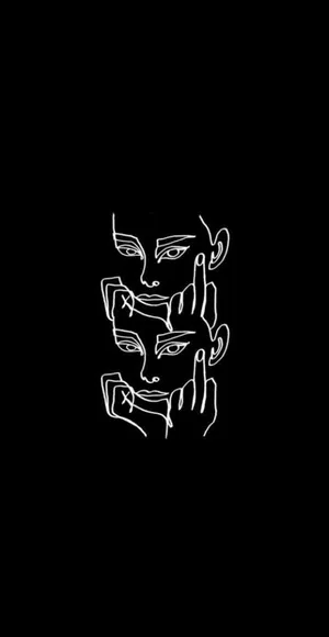 A Black Background With Three People Holding Hands Wallpaper