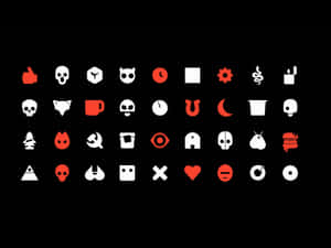 A Black Background With Various Icons On It Wallpaper