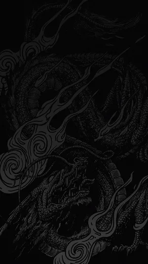 A Black Dragon With Flames On It Wallpaper