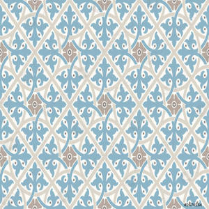 A Blue And White Tile Pattern Wallpaper