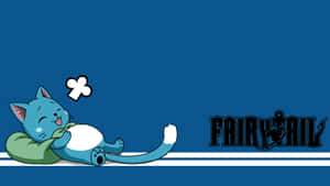 A Blue Background With A Blue Cat Laying Down Wallpaper