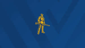 A Blue Background With A Gold Soldier On It Wallpaper