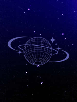 A Blue Background With A Planet In The Middle Wallpaper