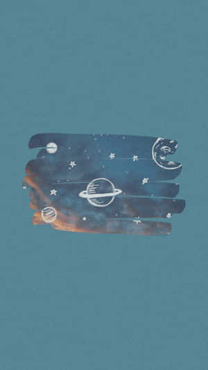 A Blue Background With A Space And Stars Wallpaper