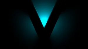 A Blue Light Is Shining On The Letter V Wallpaper