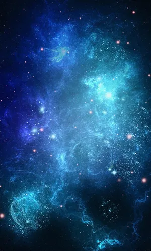 A Blue Space With Stars And Nebulas Wallpaper