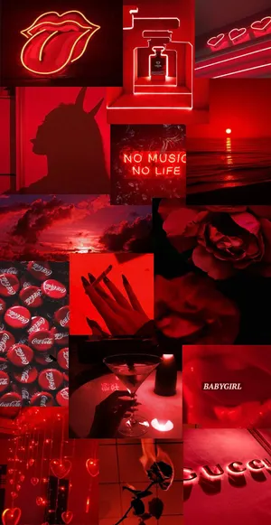 A Bright And Vibrant Neon Red Aesthetic. Wallpaper