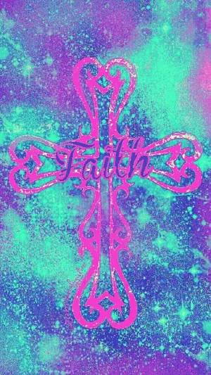 A Bright Pink Cross Signifying Hope, Faith, And Love Wallpaper