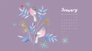 A Calendar With Birds On It Wallpaper