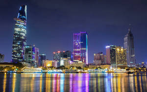 A Captivating Night View Of Ho Chi Minh City Wallpaper