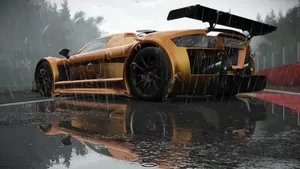 A Car Is Sitting On A Wet Track Wallpaper