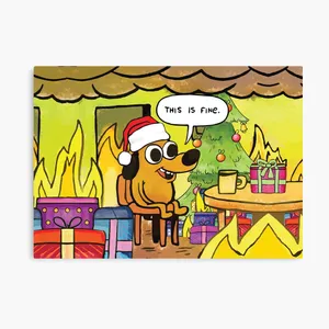 A Cartoon Dog With A Christmas Tree And Presents Canvas Print Wallpaper