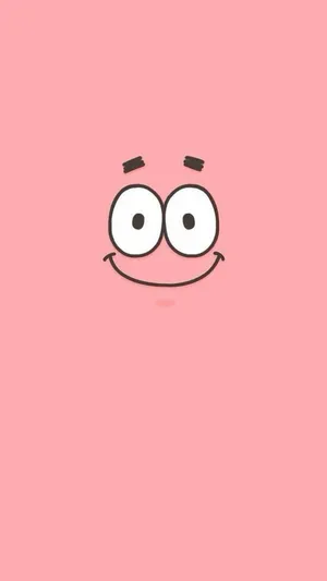A Cartoon Face With Big Eyes On A Pink Background Wallpaper