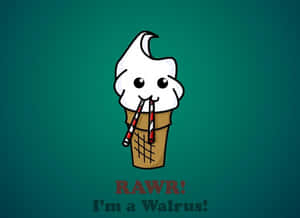 A Cartoon Ice Cream Cone With The Words Rawr I'm A Waurus Wallpaper