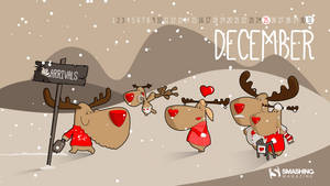 A Cartoon Of A Group Of Reindeer Wallpaper