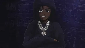 A Cartoon Of A Man With A Necklace Wallpaper