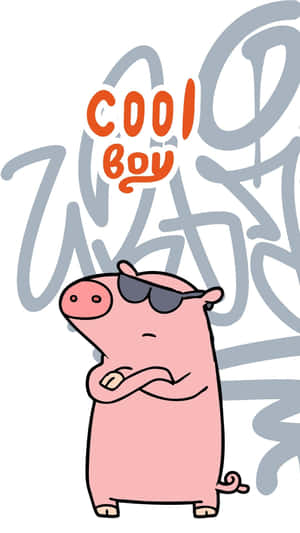 A Cartoon Pig With Sunglasses And Graffiti Wallpaper