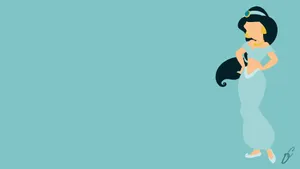 A Cartoon Princess In A Blue Dress Wallpaper