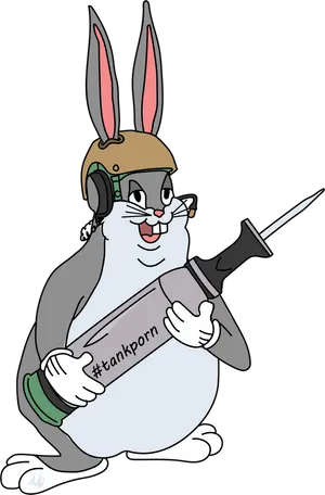 A Cartoon Rabbit Holding A Syringe Wallpaper