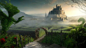 A Castle Hides Amid A Fantasy Landscape Wallpaper
