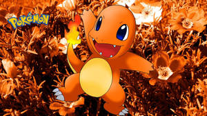 A Charmander Happy Among The Spring Flowers Wallpaper