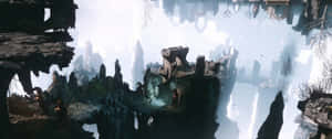 A City With A Lot Of Rocks And Trees Wallpaper