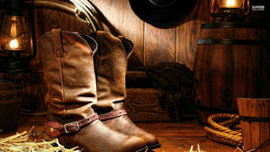 A Classic Pair Of Stylish Brown Cowgirl Boots Wallpaper