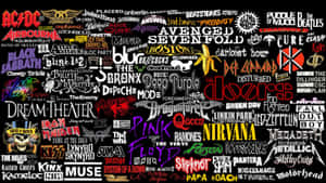 A Collage Of Many Different Bands And Their Names Wallpaper