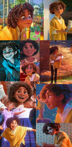 A Collage Of Pictures Of A Girl With Curly Hair Wallpaper