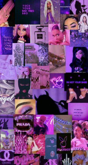 A Collage Of Pictures Of People In Purple Wallpaper