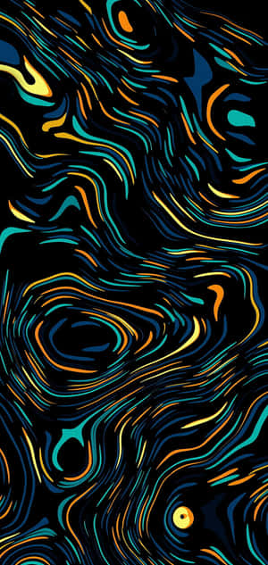 A Colorful Abstract Pattern With Waves On A Black Background Wallpaper