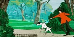 A Colorful Art Illustration Of The Charming 101 Dalmatians Scene Wallpaper