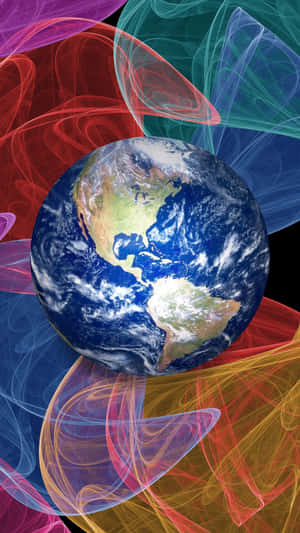 A Colorful Background With A Globe Wallpaper