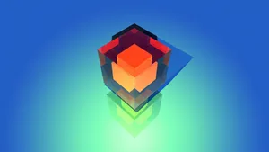 A Colorful Geometric Shape On A Blue Background Wallpaper