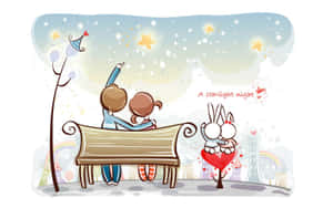 A Couple Sitting On A Bench Wallpaper