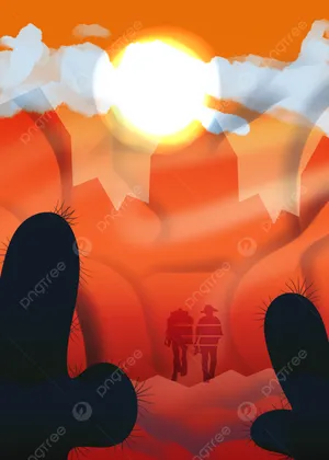 A Couple Walking In The Desert At Sunset Wallpaper