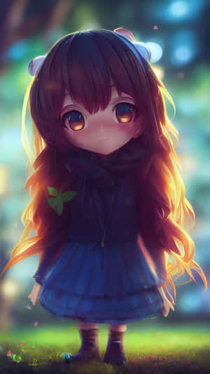 A Cute Baby Anime Character Feeling Happy Wallpaper