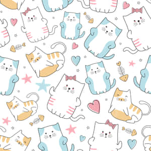 A Cute Cat Pattern Makes Any Wall Or Fabirc Look Fun And Sweet! Wallpaper