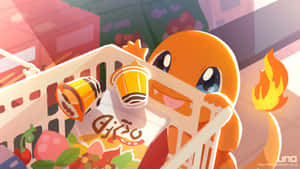 A Cute Charmander Enjoys The Sun Wallpaper