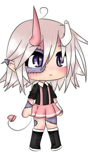 A Cute Little Girl With Horns And A Pink Dress Wallpaper