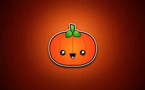 A Cute Pumpkin On A Red Background Wallpaper