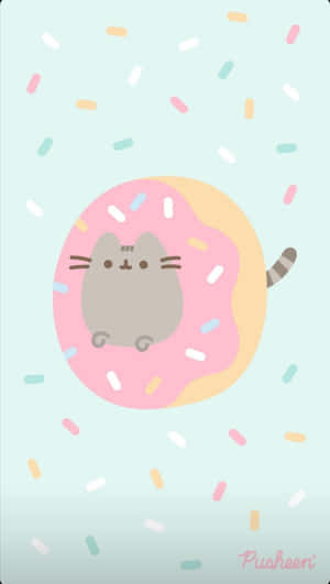 A Cute Pusheen Peeking Out From The Couch Wallpaper