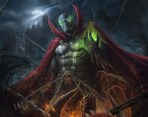 A Dark Creature With A Green Cloak And A Sword Wallpaper