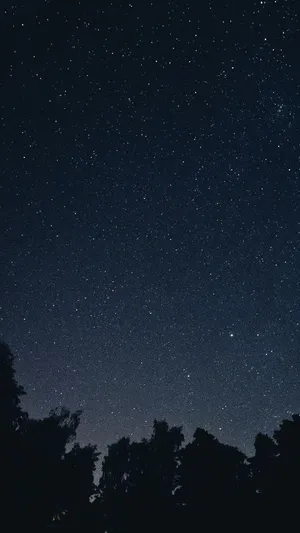 A Dark Starry Night Sky With Stars Illuminated In The Night Sky. Wallpaper