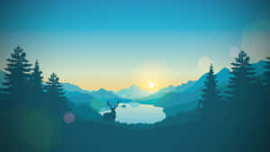 A Deer In The Mountains At Sunset Wallpaper