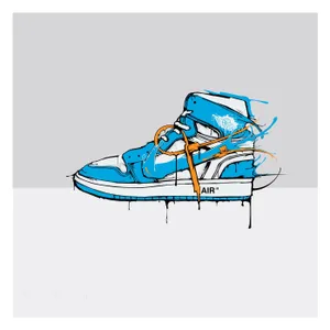 A Drawing Of A Blue And Orange Air Jordan 1 Wallpaper