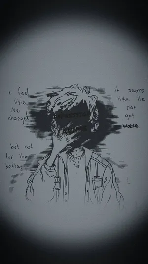 A Drawing Of A Man With His Head Covered Wallpaper